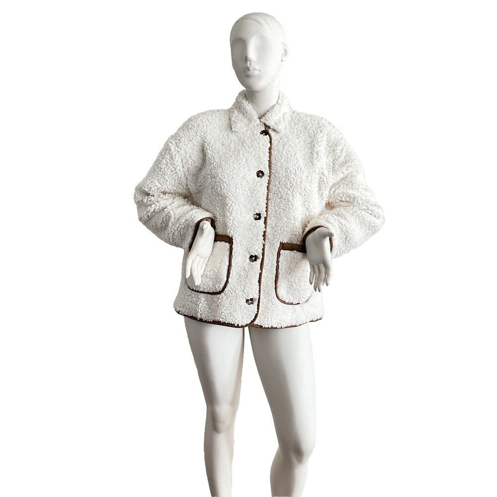 J. Crew Faux Sherpa Long Sleeve Barn Jacket Ivory L - Picture 7 of 14
